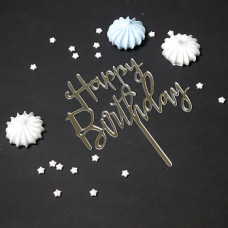 Топпер "Happy Birthday" серебро 9*12 (1 шт) Топпер "Happy Birthday" серебро 9*12 (1 шт)